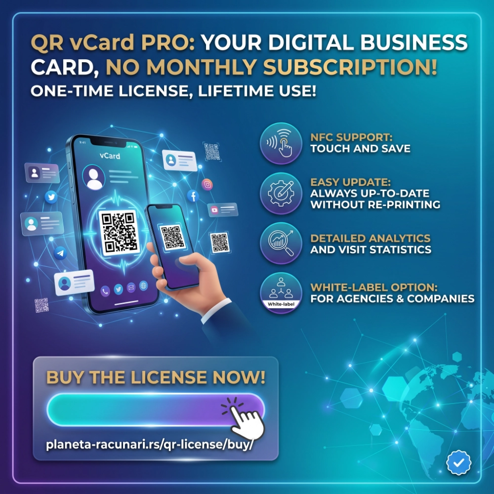 QR vCard Pro, digital business card with QR code and NFC
